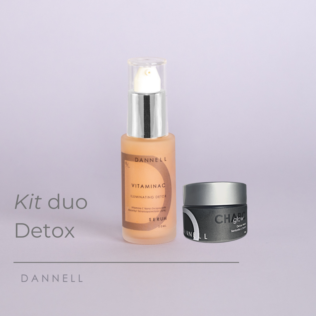 La rutina de skin detox ideal para ti   Vitamina C: ayuda a eliminar las toxinas y radicales libres en la piel para evitar envejecimiento prematuro.  CharcGlow: desintoxica la piel, se adhiere a las impurezas y bacteria, las extrae de los poros y las lleva a la superficie de la piel para una limpieza profunda.